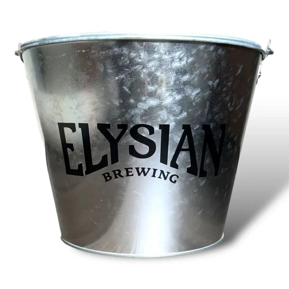 Elysian Brewing Silver Metal Ice Bucket with Handle for Parties &‎ BBQs